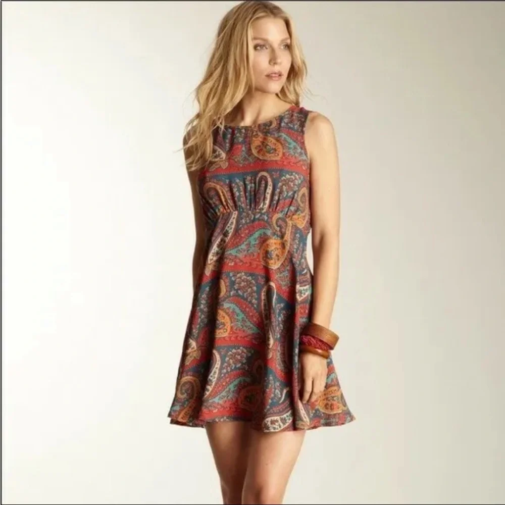 Free People Dancing Pretty Paisley Print Dress - Size 0 - Picture 5 of 8